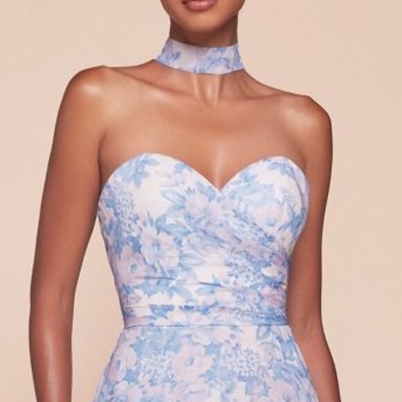 NEW LONG FORMAL STRAPLESS A-LINE FLORAL DRESS W/ SWEETHEART NECKLINE CD 7443 - Picture 5 of 9